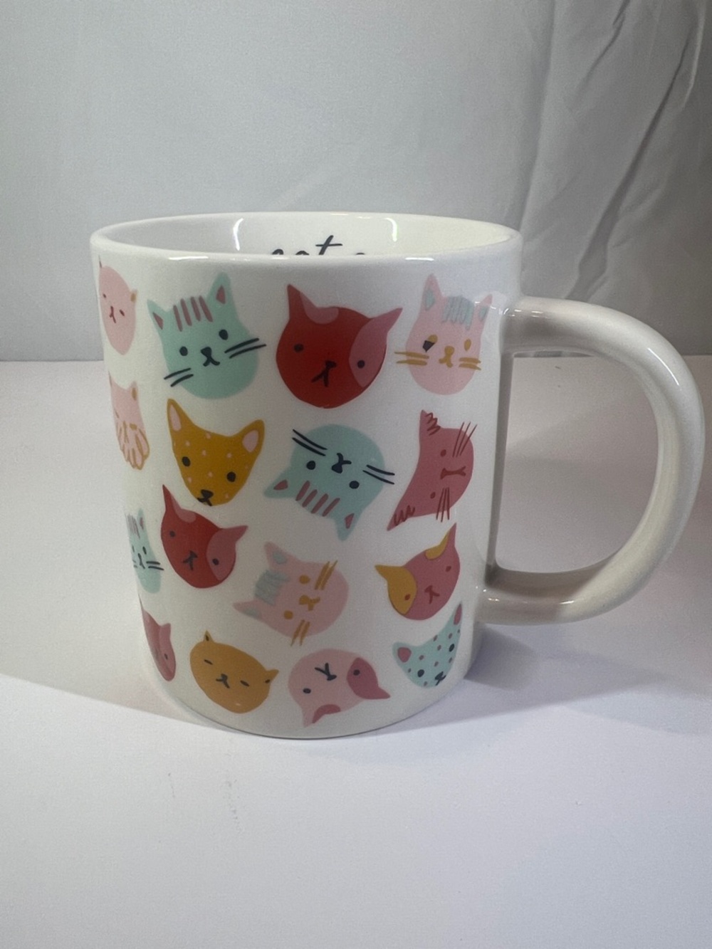 Parker Lane Playful Multicolor Cat Ceramic Mug - Cute Kitty Faces